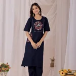 Blue - Women Pure Cotton Kurta Palazzo Dupatta Set