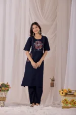 Blue - Women Pure Cotton Kurta Palazzo Dupatta Set