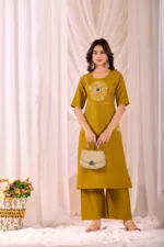 Yellow - Women Pure Cotton Kurta Palazzo Dupatta Set - Image 3