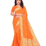 Orange Banarasi Silk Saree