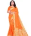 Orange Banarasi Silk Saree Front
